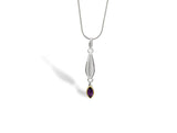 Sterling Silver Amethyst Marquise Pendant w/ 14KGP