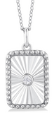 Sterling Silver Rectangular Diamond Medallion