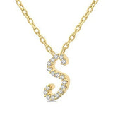 10K Yellow Gold Diamond "S" Script Necklace, 0.05 Carat TW