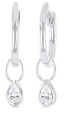 14K White Gold Bezel Set Huggie Fashion Earrings, 0.30 Carat TW