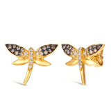 14K Yellow Gold  Chocolate Diamond Firefly Earrings, 0.36 Carat TW