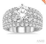 14K White Gold Round Shape Semi-Mount Diamond Engagement Ring, 2.10Carat TW