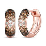 Rose Gold Huggie Earrings with Chocolate and Vanilla Diamonds