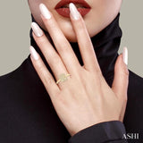 1/6 Ctw Double Halo Emerald Shape Petite Round Cut Diamond Fashion Ring in 10K Yellow Gold