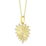 10K Yellow Gold Diamond Fluted Heart Pendant, 0.20Carat TW