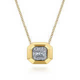 14K Yellow Gold Geometric Baguette & Round Diamond Pendant, 0.33Carat TW