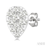 1/6 Ctw Lovebright Petite Pear Shape Round Cut Diamond Fashion Stud Earring in 10K Yellow and White Gold