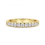 14K Yellow Gold Diamond 11Stone French Pave' Wedding Band, 0.48Carat TW