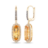 14K Honey Gold LeVian 3.10Carat TW Cinnamon Citrine with 0.44Carat TW Vanilla Diamond Earrings
