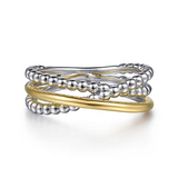 Sterling Silver/14K Yellow Gold Bujukan Criss Cross Ring