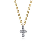 14K Yellow & White Gold Diamond Cross Pendant, 0.03 Carat TW