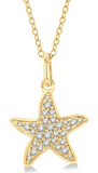 10K Yellow Gold Starfish Petite Diamond Fashion Pendant, 0.10 Carat TW