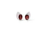 Sterling Silver Garnet Oval Stud Earrings