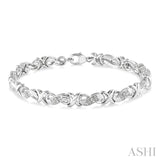 Sterling Silver Diamond Fancy X Link Tennis Bracelet w/ 0.15 Carat TW