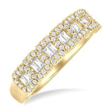 14K Yellow Gold Baguette & Round Diamond Halo Fusion Band, 0.50 Carat TW