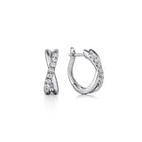 White Gold Diamond Twisted Huggie Earrings