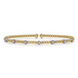 Yellow Gold Bujukan Diamond Stations Bangle Bracelet, 0.20 Carat TW