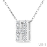 1/8 Ctw Bubble Accent Initial 'H' Round Cut Diamond Fashion Pendant With Chain in 10K White Gold