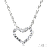 1/20 Ctw Heart Shape Round Cut Diamond Pendant With Chain in 10K White Gold