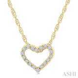 1/20 Ctw Heart Shape Round Cut Diamond Pendant With Chain in 10K Yellow Gold