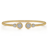 14K White/Yellow Gold Diamond Bujukan Bangle Bracelet, 0.27Carat TW