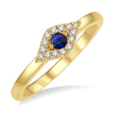 10KY Diamond & Sapphire Evil Eye Ring w/ 027 ctw Dia. & 2.6mm Sapph.
