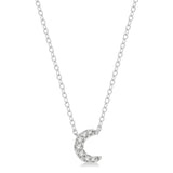 10K White Gold Crescent Petite Diamond Necklace, 0.06 Carat TW