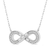 10K White Gold Diamond Round and Baguette Infinity Necklace, 0.20 Carat TW
