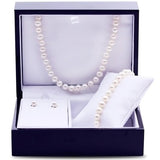 Sterling Silver Freshwater Pearl Bracelet, Studs, & Necklace Set