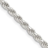 Sterling Silver (3mm) Diamond Cut Rope Chain, 22