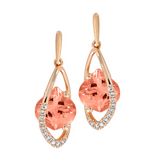 14K Rose Gold Lab Grown Champagne Sapphire and Diamond Drop Earrings, 3.07 Carat TW