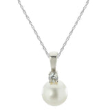 14K White Gold Pearl & Diamond Pendant w/ 0.05 ct Diamond