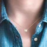 10K Yellow Gold Emerald Cut Diamond Necklace, .15CTW