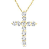 14K Yellow Gold  .33Carat TW Diamond Cross Pendant
