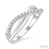 Sterling Silver Diamond Split Criss Cross Single Cut Fashion Ring, 0.05Carat TW