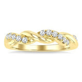 14K Yellow Gold Twisted Style Diamond Band, 0.25 Carat TW