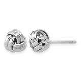 Sterling Silver Rhodium-plated Polished and Diamond-cut Love Knot Studs