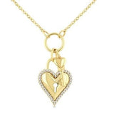 10K Yellow Gold Diamond Heart Lock & Key Diamond Fashion Pendant, 0.15Carat TW