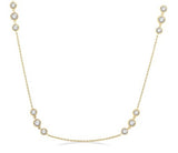 14KY Diamond Three Stone Station Necklace w/ 2.0 ctw & 18