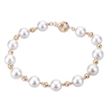 14K Yellow Gold Pearl & Bead Bracelet, 7.5-8mm Pearls