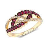 14KY .46CT LeVian Ruby with .19CTW Diamond Ring Size 7