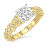 14K Yellow Gold Lovebright Engagement Ring, 0.35 Carat TW