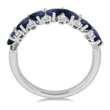 14K White Gold Sapphire and Diamond Ring, 0.15 Carat Dia. TW