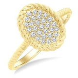 10K Yellow Gold Oval Shape Round Cut Diamond Ring,  0.20Carat TW