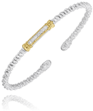 Sterling Silver/14K Yellow Gold 2MM Diamond Fashion Bracelet .07Carat TW