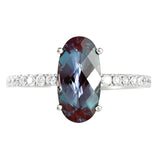 White Gold Lab Grown Alexandrite Oval Ring