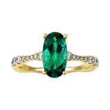 Yellow Gold Lab Grown Emerald and Diamond Ring