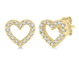 Yellow Gold Diamond Heart Earrings, 0.10 Carat TW