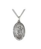 Sterling Silver St. Christopher Pendant with chain, 24"