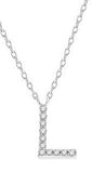 10K White Gold Diamond Initial Necklace 
